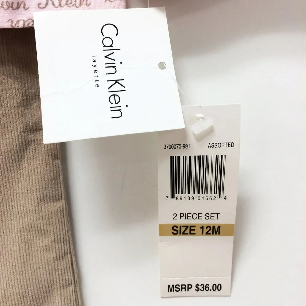Calvin Klein Pink & Beige Girls  2 pc Set 12M